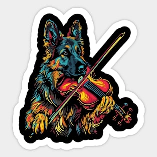 German Shepherd Playing Violin Sticker